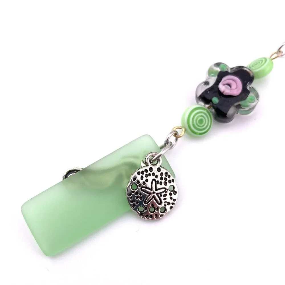 Fish & Flowers Pink Black Lime Green Ocean Life Beach Car Charm Suncatcher CC127